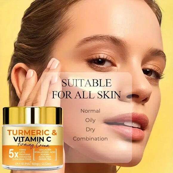 Turmeric & Vitamin C,E Firming Cream - Unisex Adult Moisturizer Collagen, Jojoba - Picture 4 of 5